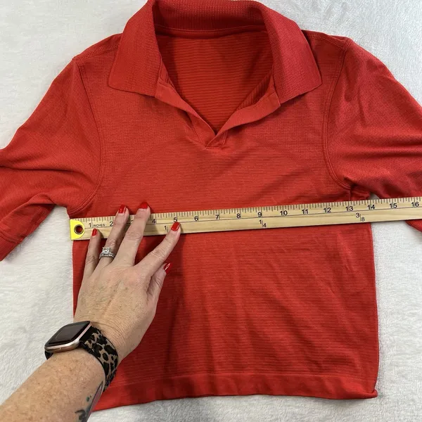 Lululemon Sz 0‎ Swiftly Tech Relaxed-Fit Polo Shirt Cropped Hot Heat / Red Glow - Image 9