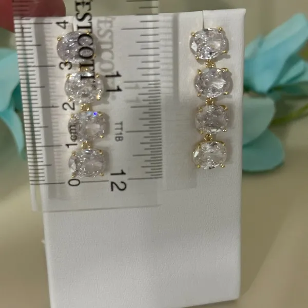 14K Gold Plated Womens Earing Cubic Zirconia Dangle Drop - Image 3
