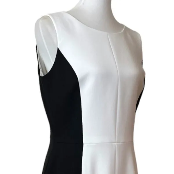 Preston & York Women’s Dress Sheath Classic Black White Color Block Size 8 - Image 6