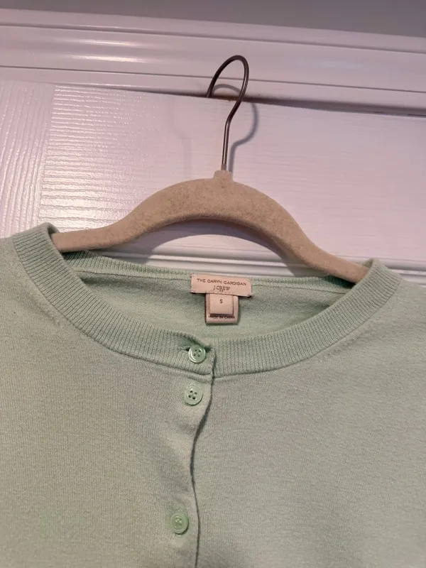 J. Crew Size S Mint Green Cotton Crew Neck Long Sleeve Button Caryn Cardigan - Image 2