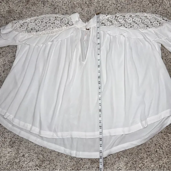 Free People Little Bit Of Love Lace Top White Small OB652064 Boho Crochet Ruffle - Image 10