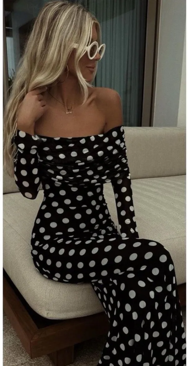 Polka Dot Dress Black - Image 4