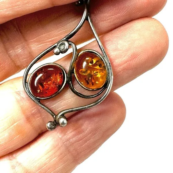 Sterling silver Baltic amber pendant Silver - Image 7