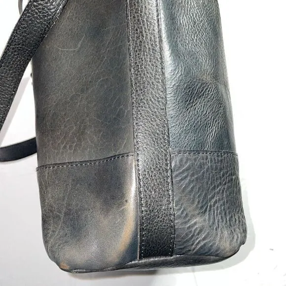 Lucky Brand Pebbled Leather‎ Tote Shoulder Bag Gray Unlined 14x12x6" - Image 5