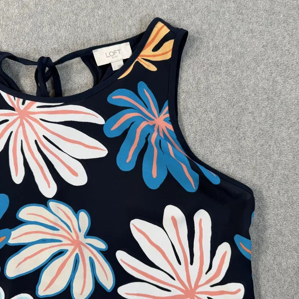 LOFT OUTLET Women's Large Floral Leaf Print Sleeveless Tie Back Tank Top - Image 2