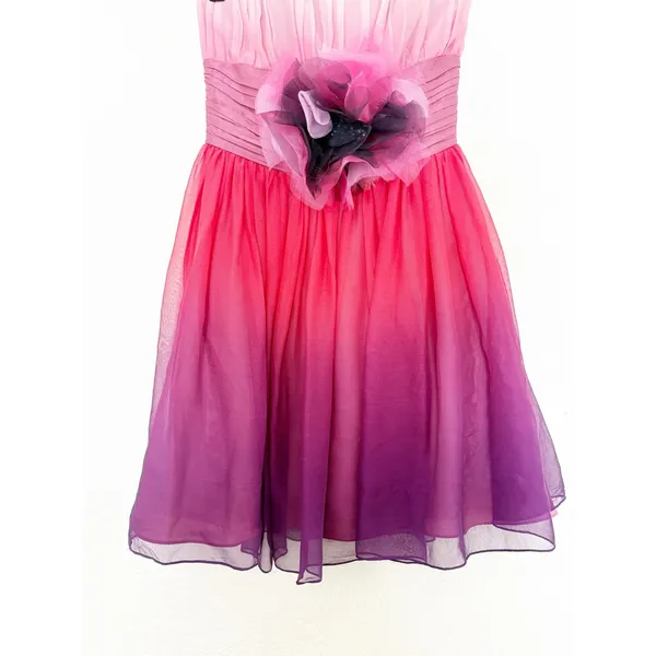 Vintage Betsey Johnson Y2K Pink Ombré Tulle Floral Strapless Mini Dress Size 4 - Image 11
