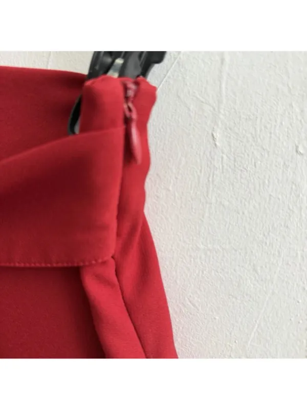 NEW Zara Red Ruffled Mini Skort Skirt High Waisted Tie Belt Shorts SMALL Womens - Image 5