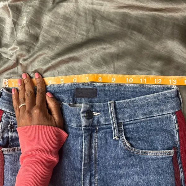 Mother The Looker Ankle Fray Women's blue Skinny Jeans side stripes Size 26 - Image 11