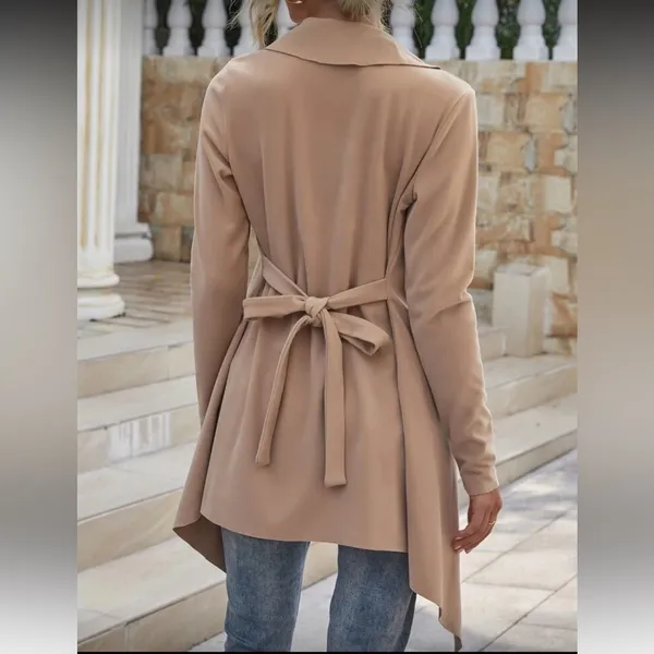 SheIn Suede Waterfall Collar Belted Coat - Image 2