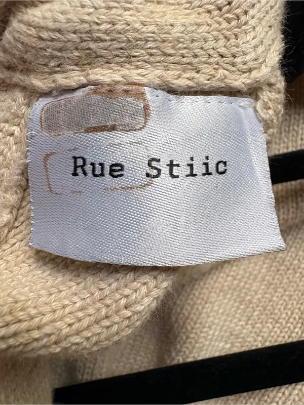 Rue Stiic L Cream Cotton Knit Open Back Tie Back Cropped Top - Image 5