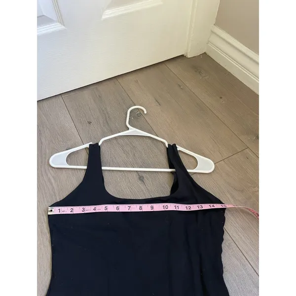 Pumiey Square Neck Bodysuit Womens M Black Slim Fit Soft Feel - Image 3