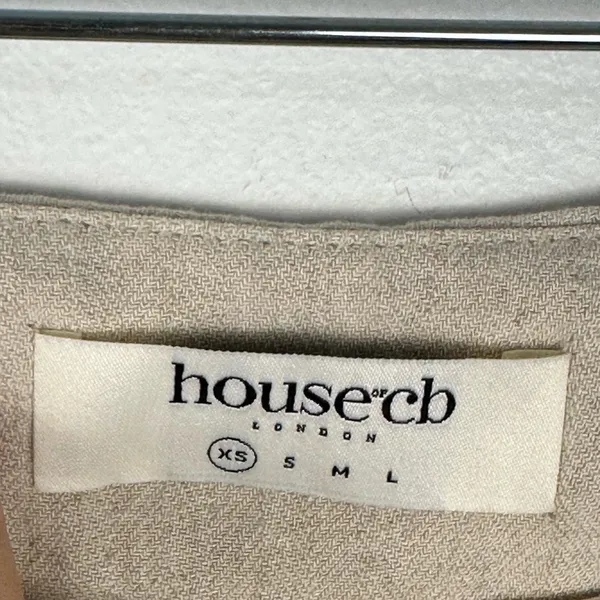 House of CB Tayo Beige‎ Linen Gathered Waist Mini Skirt Women’s Sz XS - Image 5