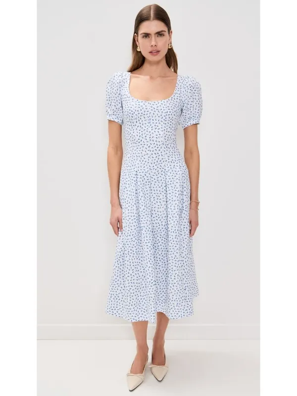 NWT Reformation Coucou in Hanna Floral Linen Puff Sleeve Midi Dress 12 $278 - Image 2