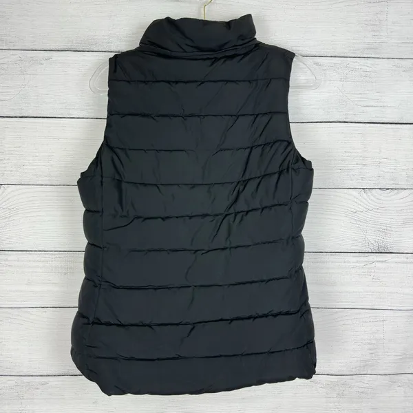 Banana Republic Black Puffer Vest‎ Women's Size Small Faux Fur Hood Ski Outdoor - Image 7
