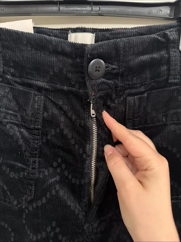 Maeve Anthropologie Colette Charcoal Heart Pattern Wide Leg Corduroy Pants 27T - Image 7