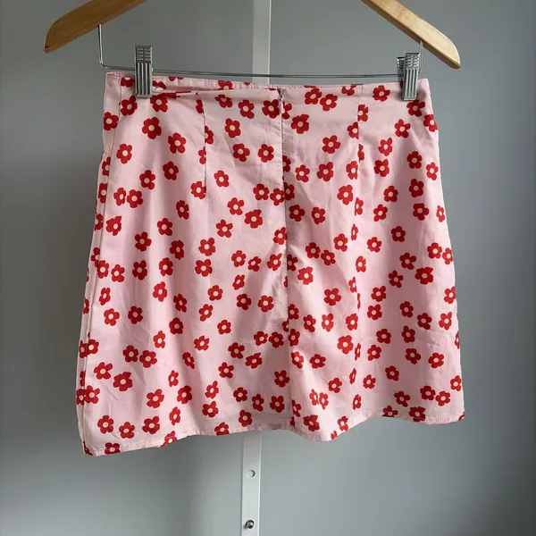 PRINCESS POLLY pink red floral short mini skirt Sm - Image 4