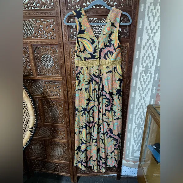 Vintage Sleeveless Romper/Jumper Medium Gold - Image 4