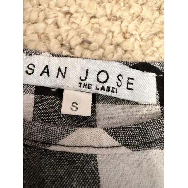 Gingham Puff Sleeve Babydoll Dress Black White Size S San Jose The Label - Image 3