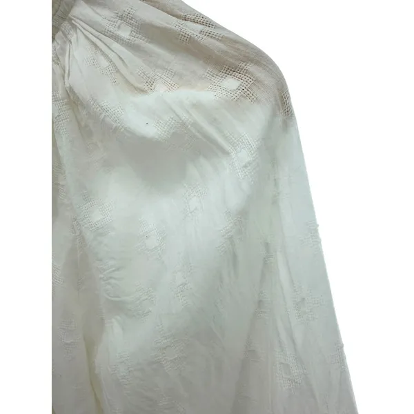 Cleobella‎ White Cotton Dobby Ruffle Neck Button Down Blouse Top S Romantic Boho - Image 5
