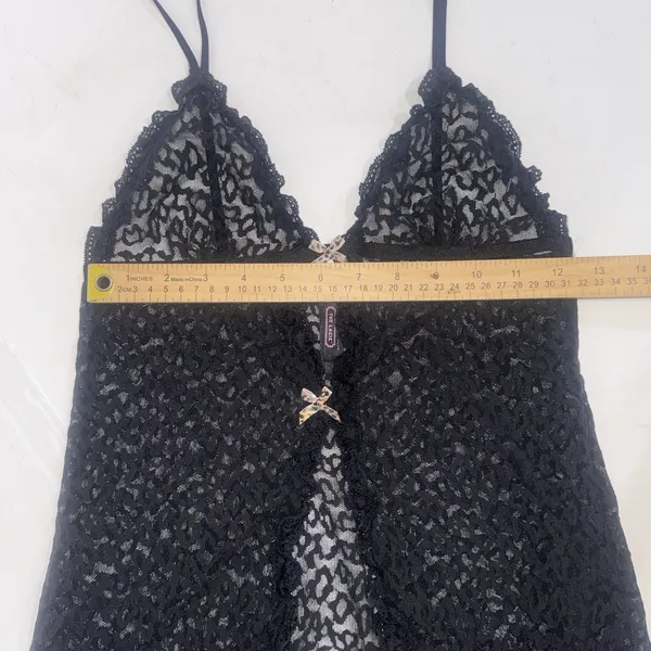Vintage Victoria's Secret Y2K Fairy The Lacie Lace Babydoll Bow Sheet Black Cami - Image 11