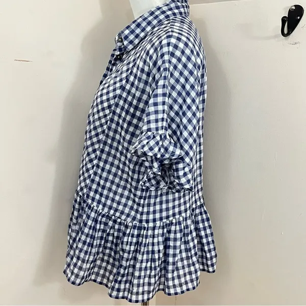 Dylan Gia Ruffles Blue and White Gingham Plaid XS - Image 4