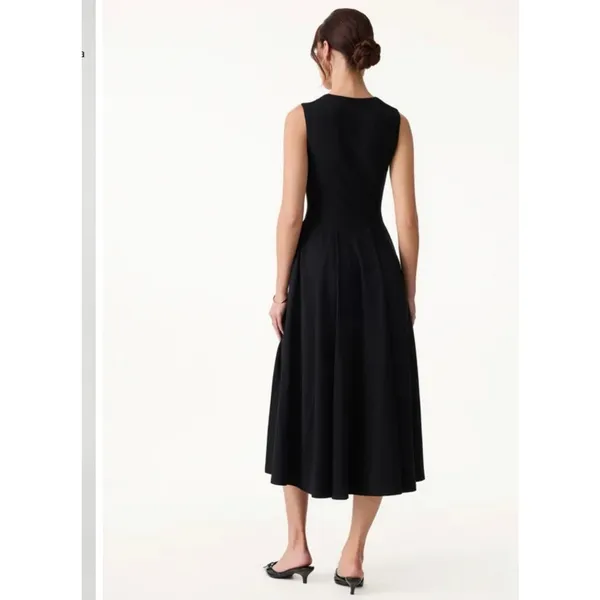 OGL Move Ponte Square Neck Midi Bra Dress with Pockets Black S - Image 3