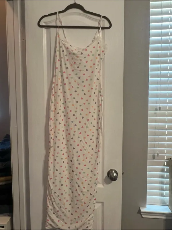 SKIMS White Lace Trim Slip with Pastel Candy Heart Print - Image 2