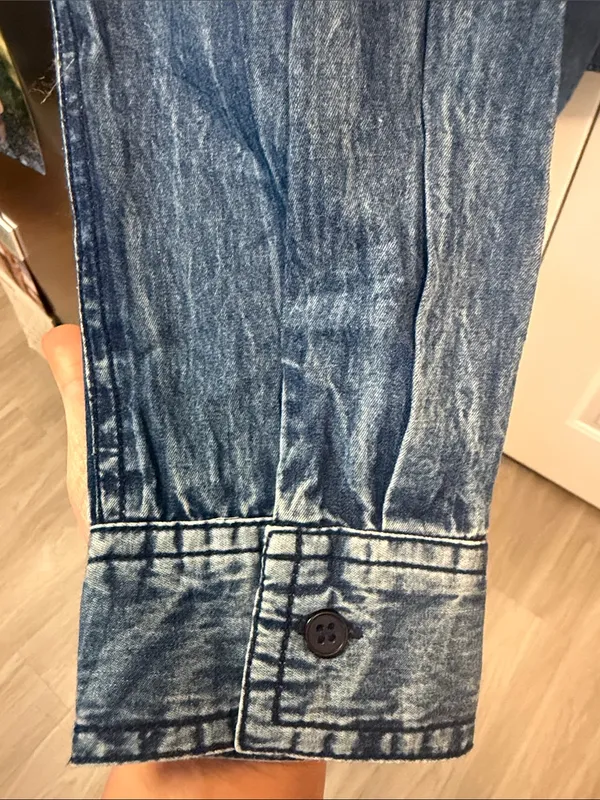Myra Denim & Crochet Lace Western Button-Down Shirt - L Texas Nashville rodeo - Image 6