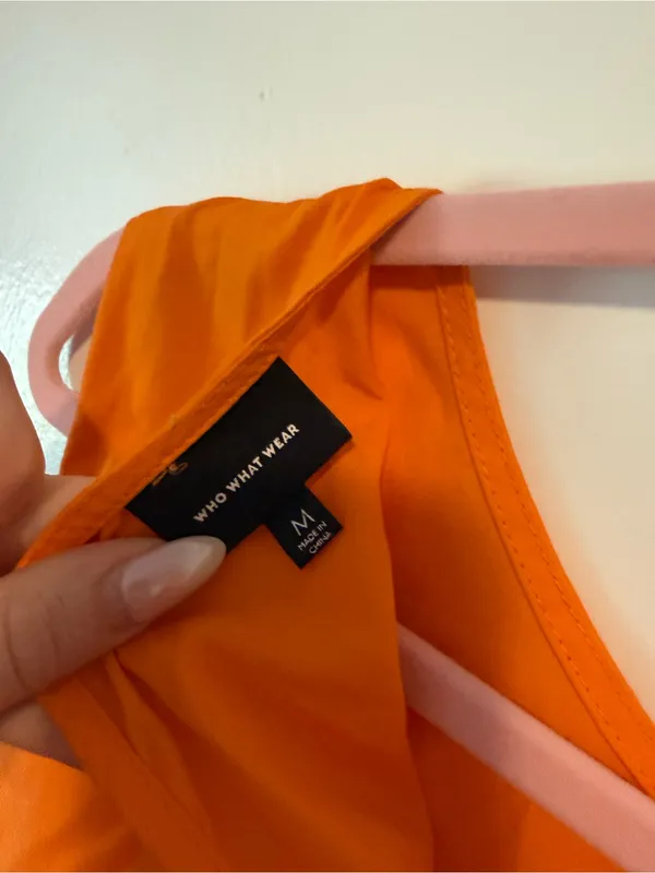 Who What Wear Orange Sleeveless Tiered Dress - Image 3