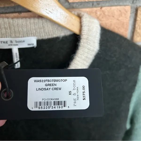 NWT Rag & Bone "Lindsay" Green Colorblock Alpaca Wool Knit Sweater Size XS - Image 4
