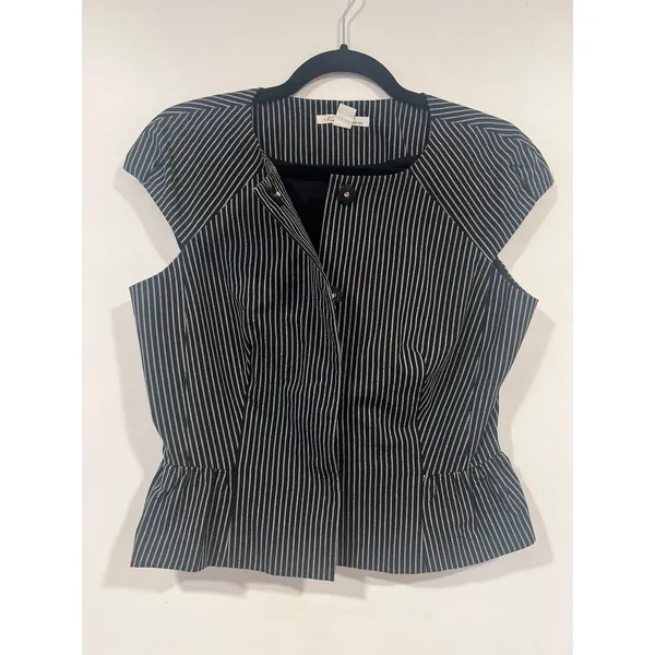 Kenneth Cole Pinstripe Structured Peplum Top 90s Minimalist 6 - Image 4