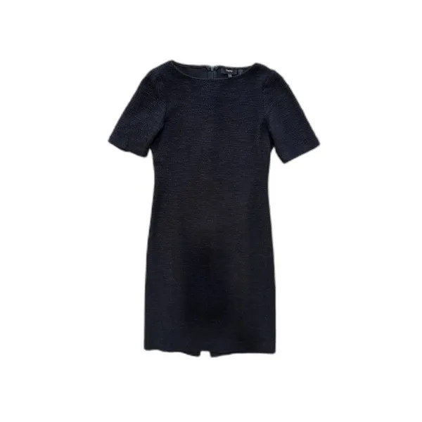 Theory | Black Tweed Cotton Knit Dress Size 4 Knee Length Career Work Business - Image 6