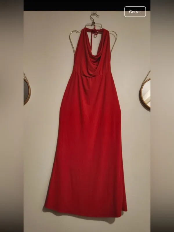 Zara Red Cowl-Neck Halter Maxi Dress - Image 2