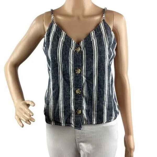 ✨Abercrombie Striped Linen Button Front Sz Large Tank✨ - Image 3