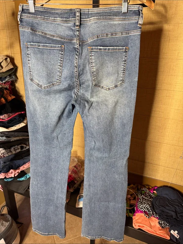 Free People We The Free High Rise Button Fly Bootcut Jeans Size 30 Blue - Image 5