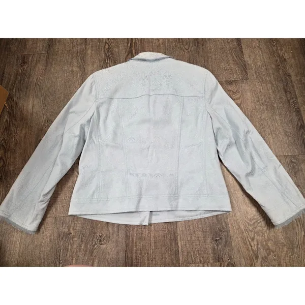 Margaret Frances Soft Light Blue Jacket Patterned Women's Size 10 - Image 5