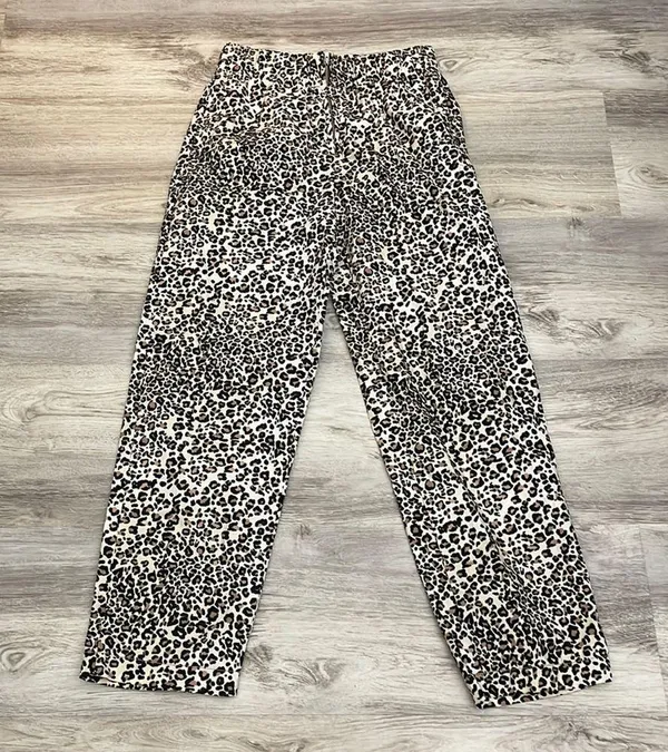Urban Outfitters Leopard Print Elastic Waist Zip Front Straight Leg Pants XS - Image 3