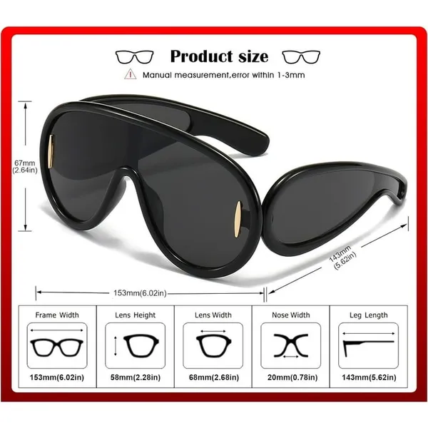 Acetate Bold Retro square Black Sun Glasses Leowe oversized aviator sunglasses - Image 3