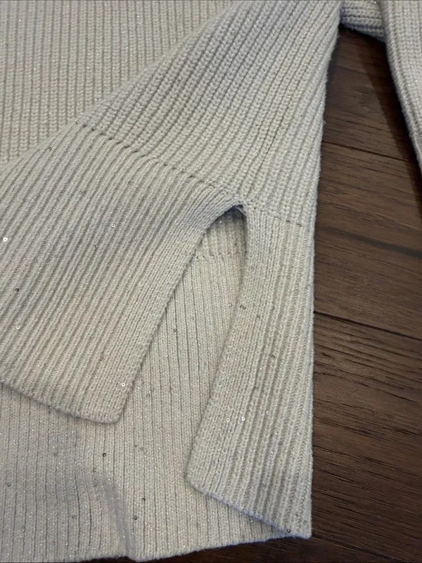 GAP Cream Ribbed Shimmer Crewneck Sweater Size Medium - C11-638 - Image 6