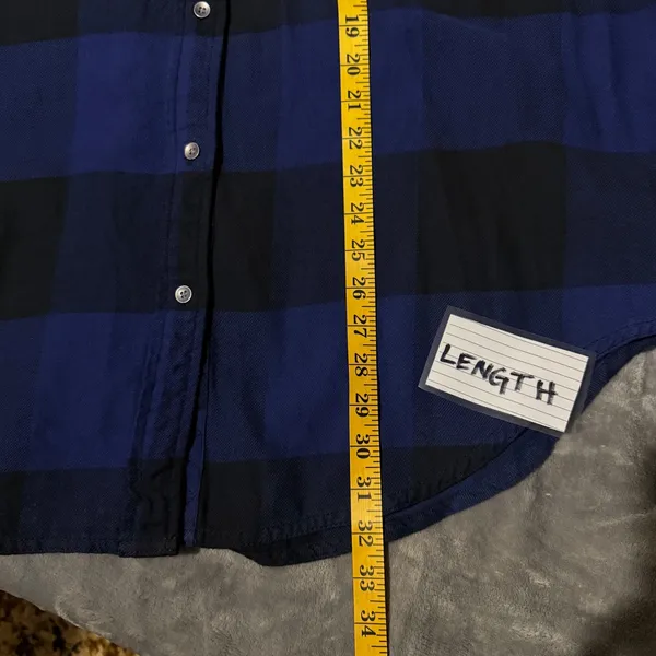 Aerie Lumber Jane Flannel Shirt Lg Blue Black Plaid Oversized Soft Cozy Grunge - Image 8