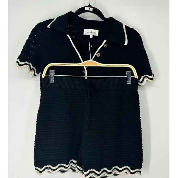 S Set Matching Knit Sweater Top Shorts Heartloom Black Azalea Revolve Crochet - Image 3