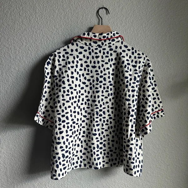 🤍Aerie Navy and White Print Button Up Pajama Top - Image 8