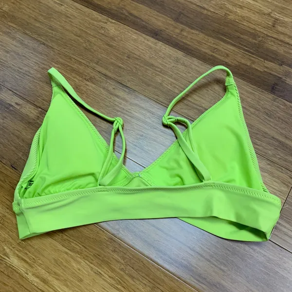 Aerie Triangle Bikini Top Ribbed Neon Green Womens Size Medium‎ Swimwear Summer - Image 2