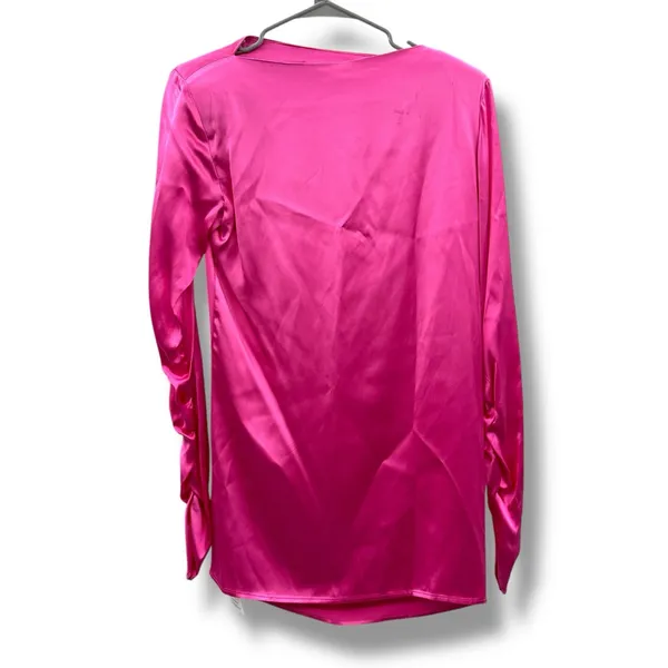 Gauge81 Pisa Fuchsia Pink‎ Satin Ruched Long Sleeve Mini Dress Sz XS NEW - Image 7