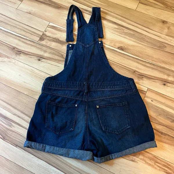 L.E.I. Y2K Denim Shortalls Women’s Sz Med Overalls Bib Shorts Boho 2012 Grunge - Image 12