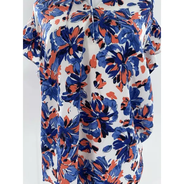 Beacon Apparel Stitchfix Blouse Sz L Floral Office Career Red White Blue Work - Image 2