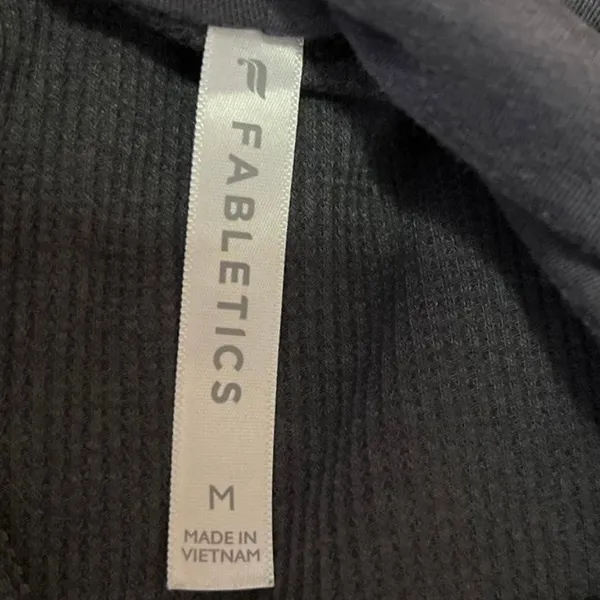 Fabletics Women's Gray Waffle Knit Long Sleeve Hoodie Hooded Sweatshirt Top M - Image 3