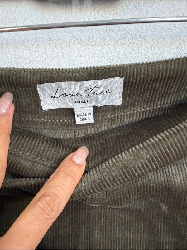 Love Tree Small Olive Green Corduroy Wrap Mini Skort Button Front Y2K Boho Fall - Image 4