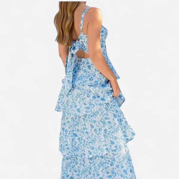 Amazon blue and white floral maxi dress - Image 4