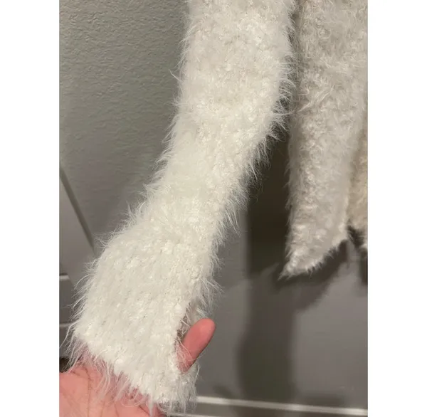 OFFLINE White Fuzzy Eyelash Turtleneck Pullover Sweater - Image 3